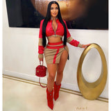 Load image into Gallery viewer, Luesa bomber skirt set (Red/nude)