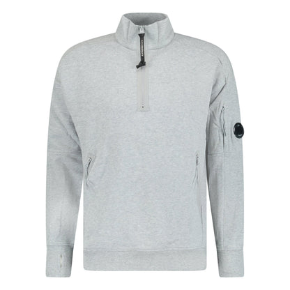 Cp Company 16cm Diagonal Raised Quarter Zip Lens Sweatshirt In Grey M93