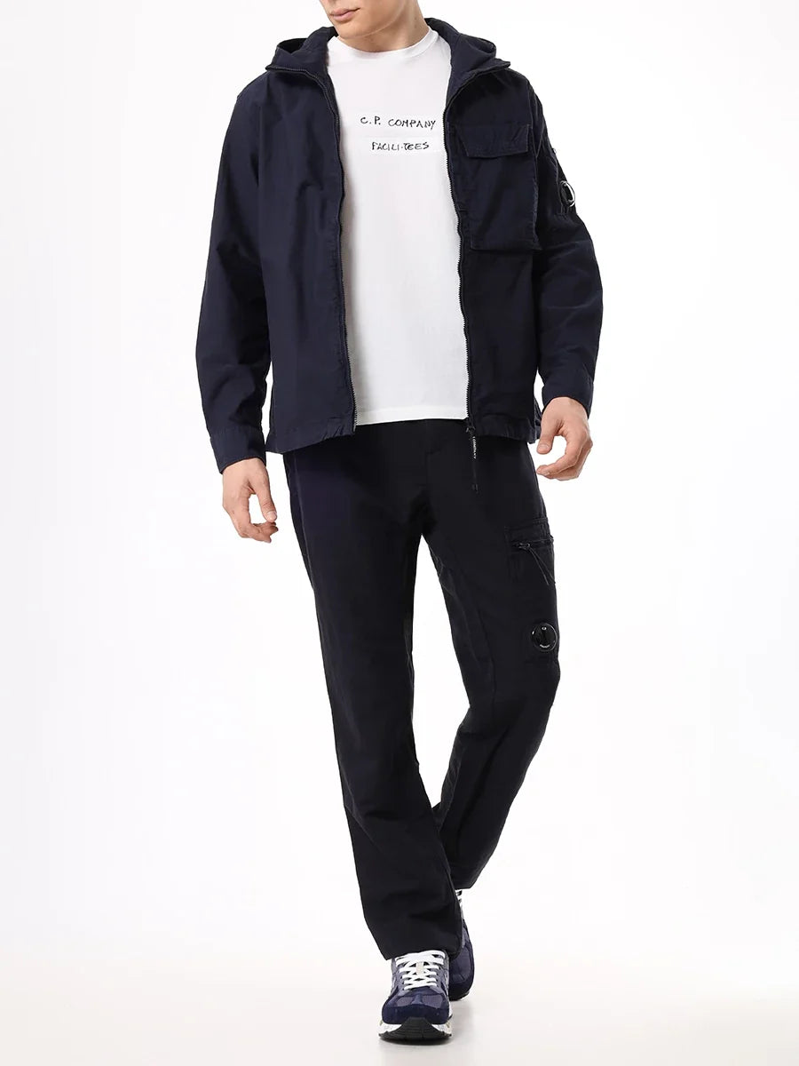 Cp Company 156A Ottoman Hooded Lens Overshirt In Navy