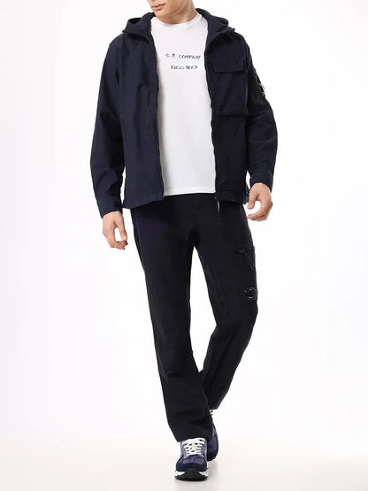 Cp Company 156A Ottoman Hooded Lens Overshirt In Navy