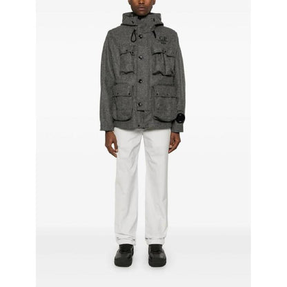 Cp Company Shetland Twill Hooded Goggle Jacket In Grey M97