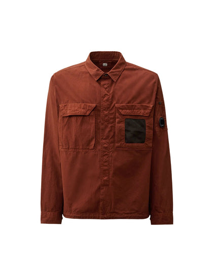 Cp Company 142A Organic Cotton Gabardine Overshirt In Sable