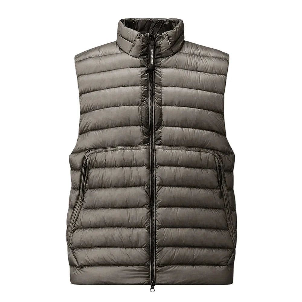 Cp Company 201A D.D Shell Lens Down Gilet In Smoked Pearl with Certilogo
