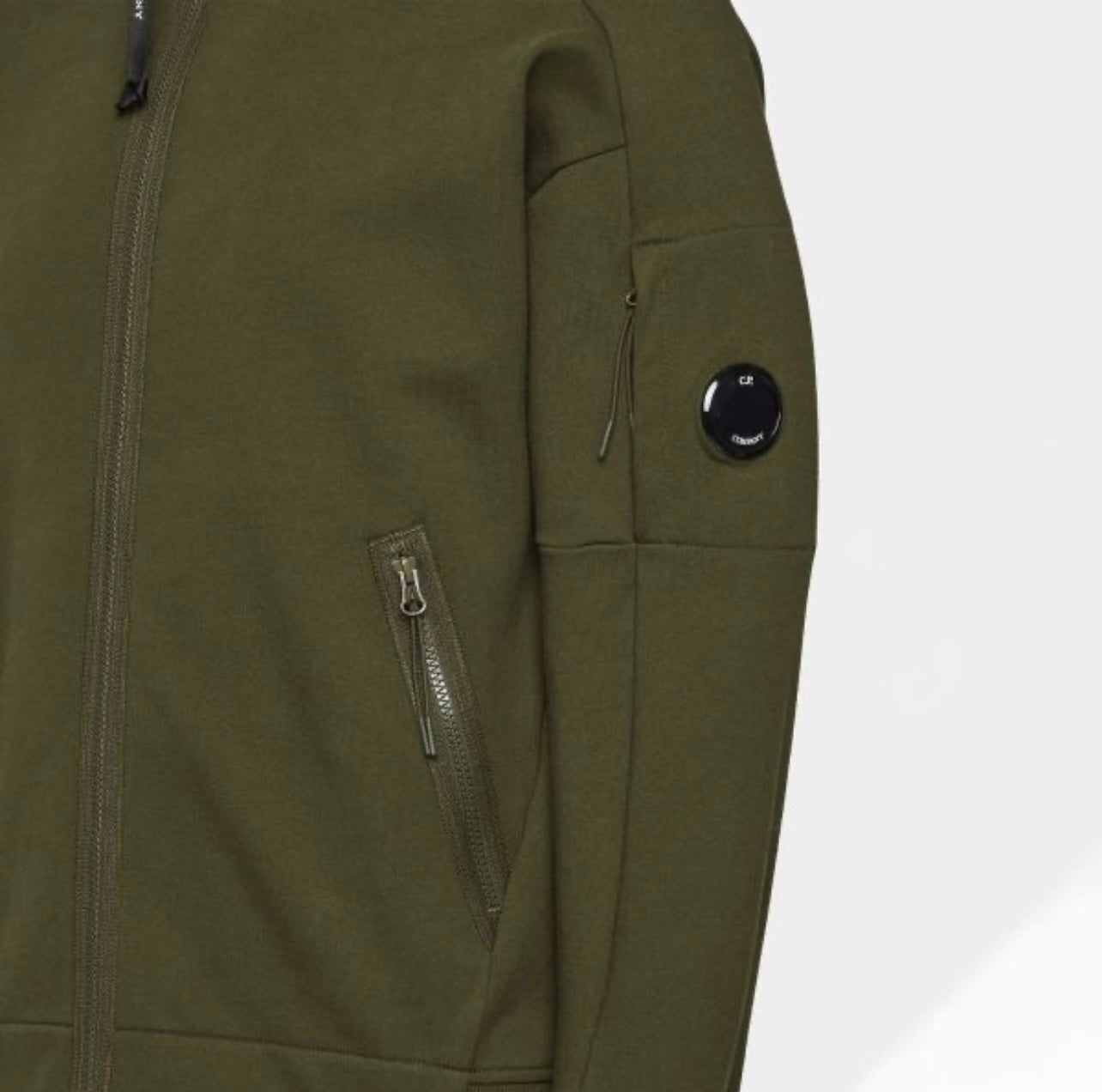 Cp Company Diagonal Raised Lens Full Zip In Ivy Green