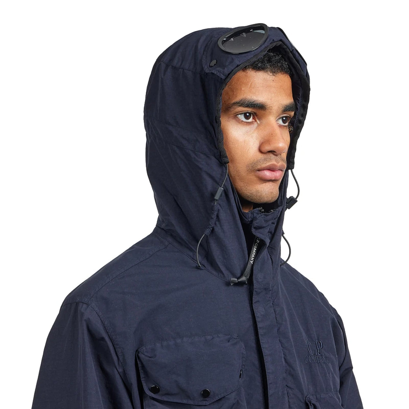 Cp Company Flatt Nylon Goggle Jacket In Navy