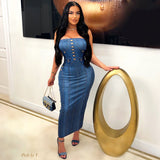 Load image into Gallery viewer, Zaria denim illusion dress (Dark blue)