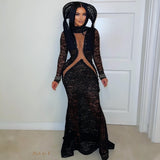 Load image into Gallery viewer, Imperial lace dress w/headpiece (Black)