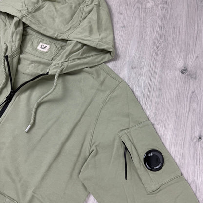 CP Company Light Fleece Zip Hoodie - Moss Gray