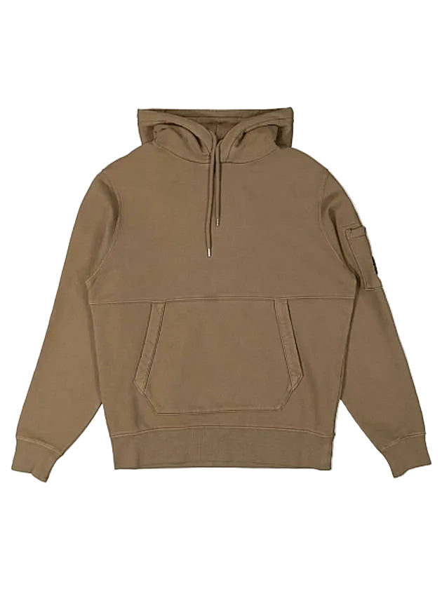 Cp Company Garment Dyed Overhead Lens Hoodie In Butternut Brown