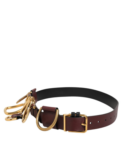 Dolce & Gabbana Brown Key Ring Clip Attachments Buckle Belt