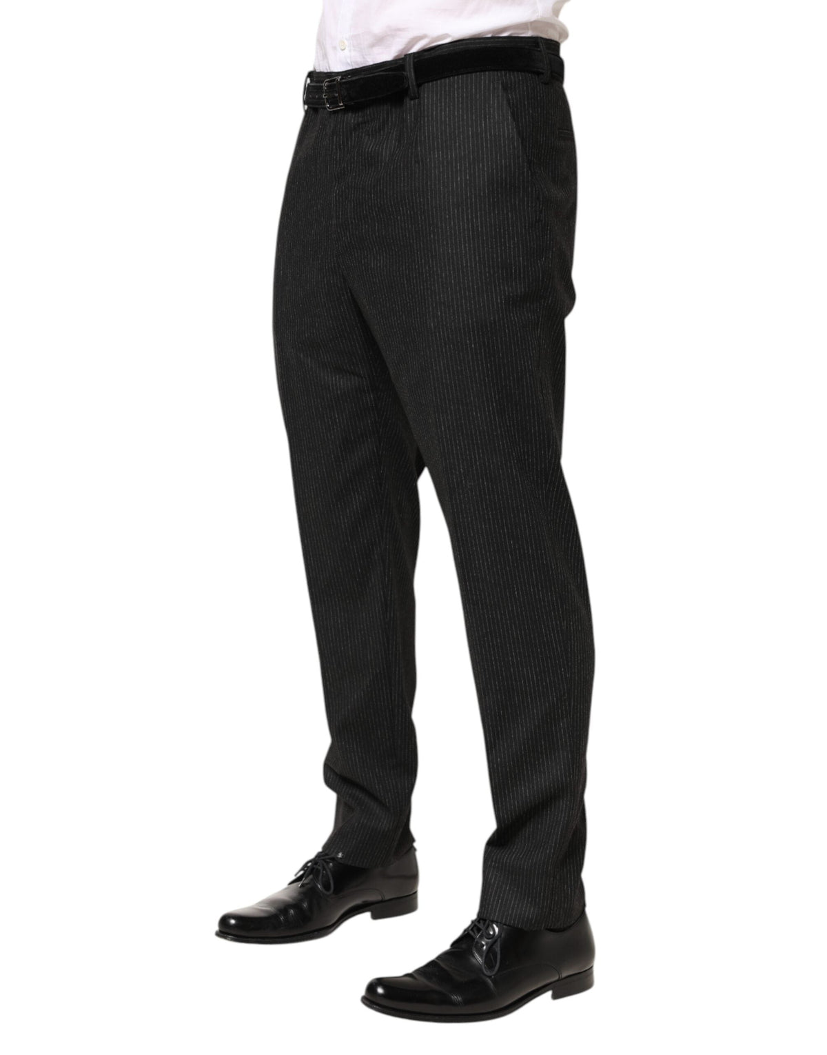 Dolce & Gabbana Black Cotton Mid Waist Dress Trouser Pants
