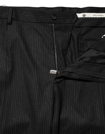 Dolce & Gabbana Black Cotton Mid Waist Dress Trouser Pants