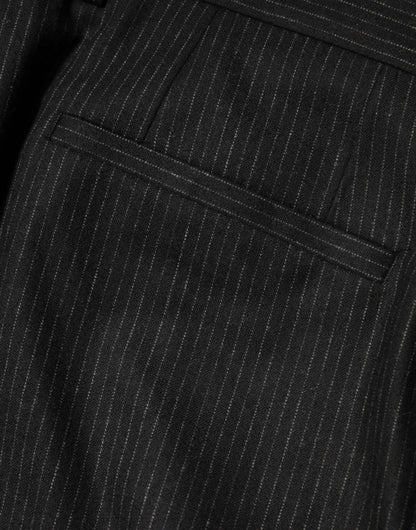 Dolce & Gabbana Black Cotton Mid Waist Dress Trouser Pants