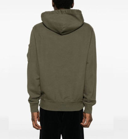 Cp Company Resist Dyed Brushed Emerised Lens Overhead Hoodie In Grape Leaf