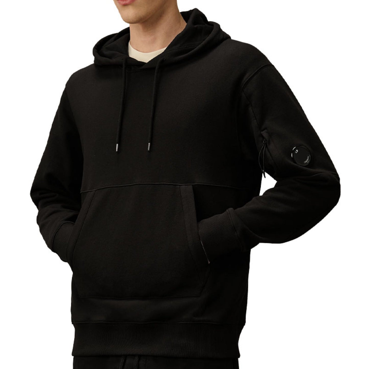 Cp Company 024A Diagonal Raised Overhead Hoodie In Black