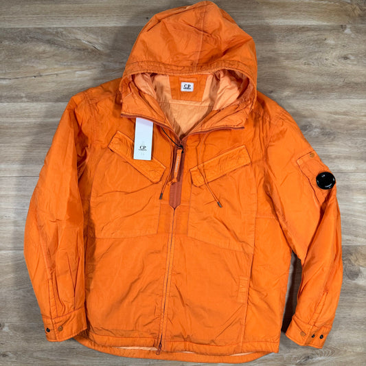 C.P. Company Chrome-R Hooded Zipped Lens Overshirt in Russet Orange