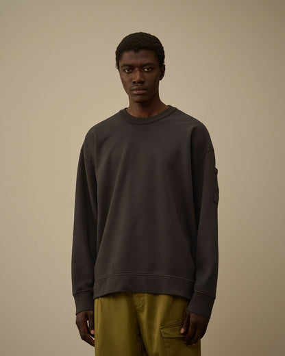 Cp Company 060J Brushed Resist Dyed Lens Sweatshirt In Black Sand