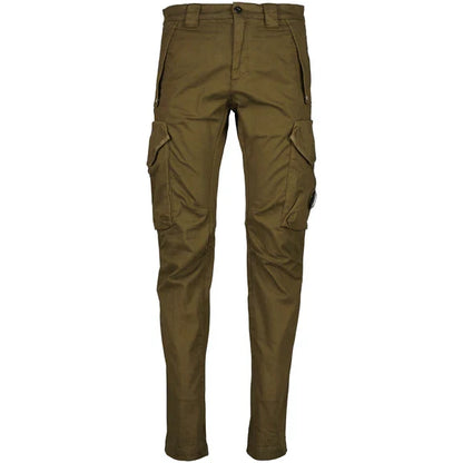 Cp Company 058A Stretch Satin Lens Cargo Pants In Ivy Green