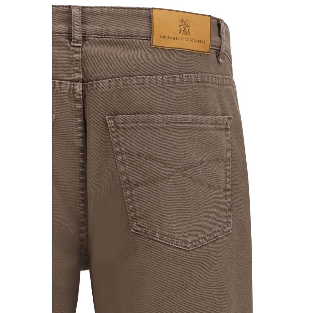 Brunello Cucinelli Brown Cotton Relaxed Fit Jeans