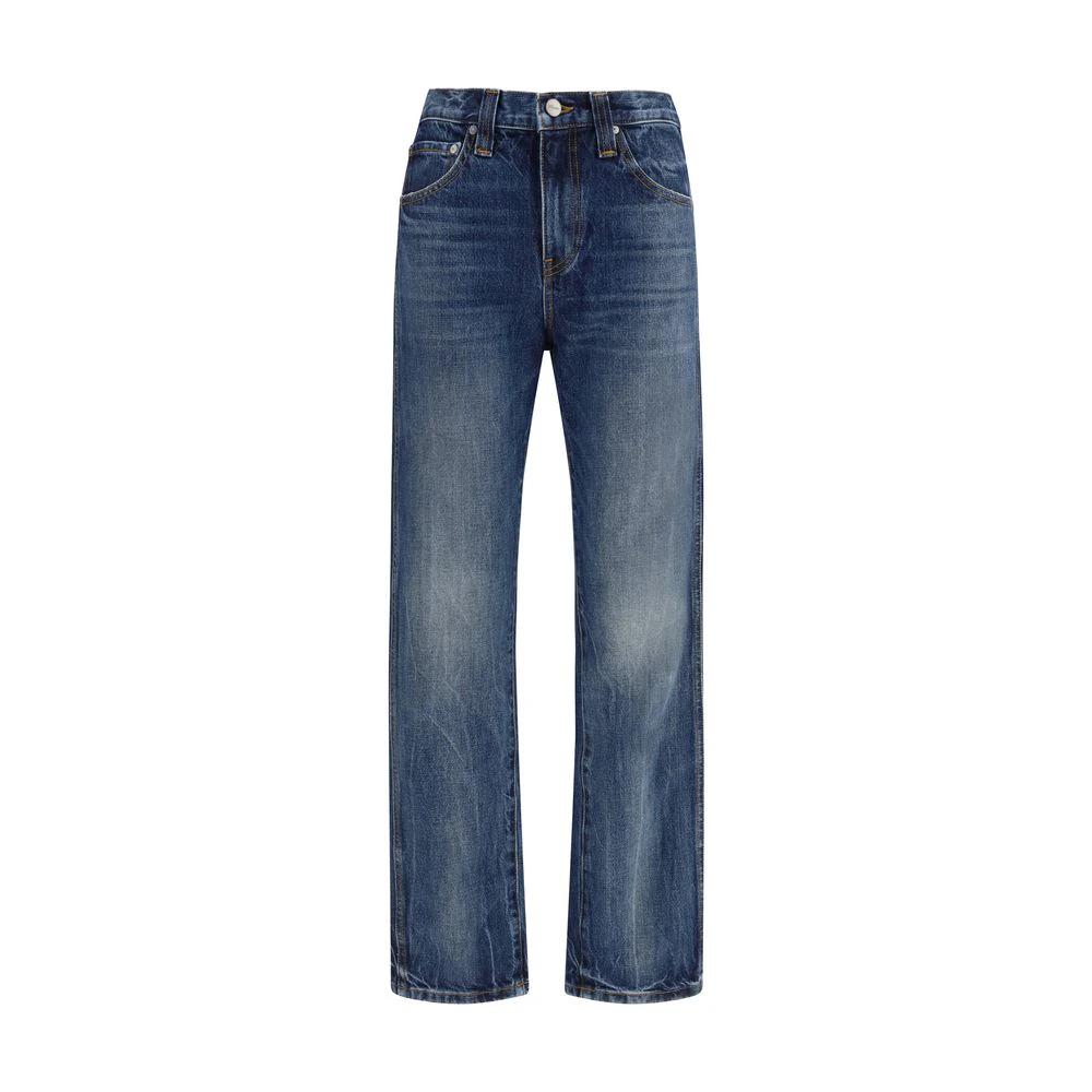 Khaite Blue Cotton High-Waisted Jean