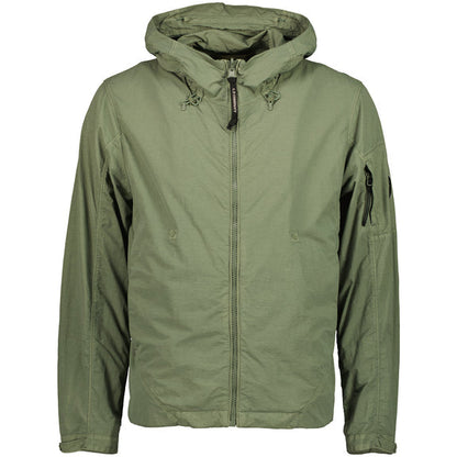 Cp Company Flatt Nylon Reversible Hooded Lens Jacket In Agave Green