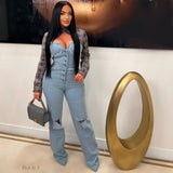 Load image into Gallery viewer, Paola shirt/jumpsuit (Denim/grey plaid)