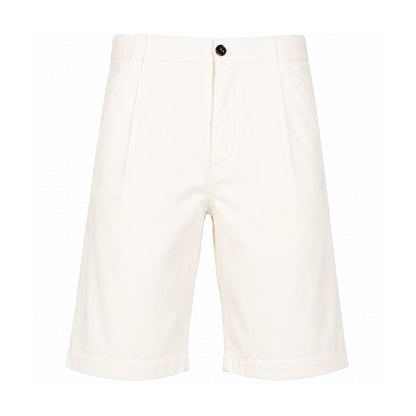 Cp Company 277A Gabardine Bermuda Pocket Patch Logo Shorts In White With Certilogo