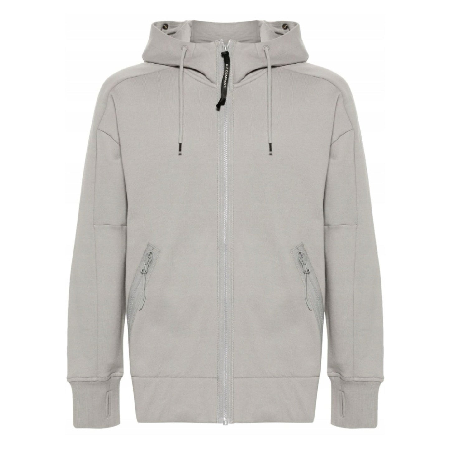 Cp Company Goggle Full Zip Hoodie In Drizzle Grey