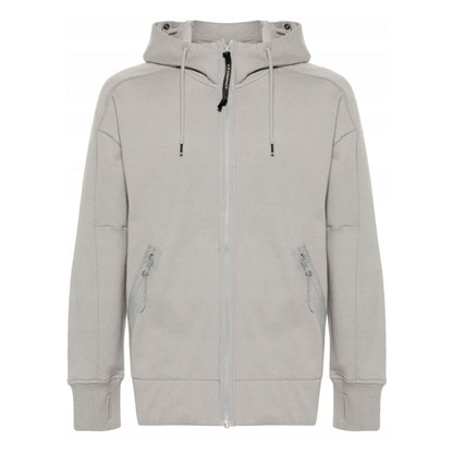 Cp Company Goggle Full Zip Hoodie In Drizzle Grey