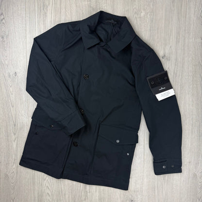 Stone Island Ghost Canvas Pea Coat - Black