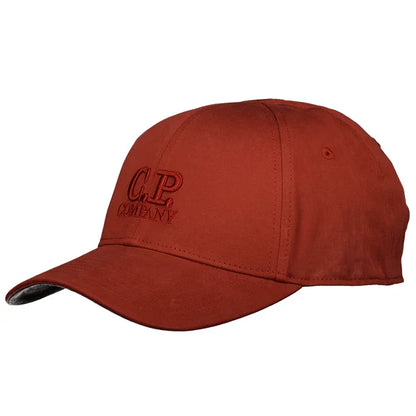 Cp Company Gabardine Logo Cap In Red