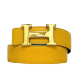 Load image into Gallery viewer, Hermes Belt Yellow Green Constance Waist 63 30 Togo Leather Logo Buckle