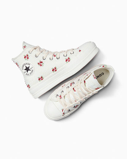 Chuck Taylor All Star Lift Platform Rose Cross Stitch High Top