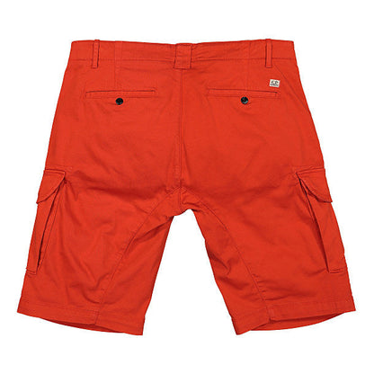 Cp Company Bermuda Satin Stretch Cargo Shorts in Fiery Red