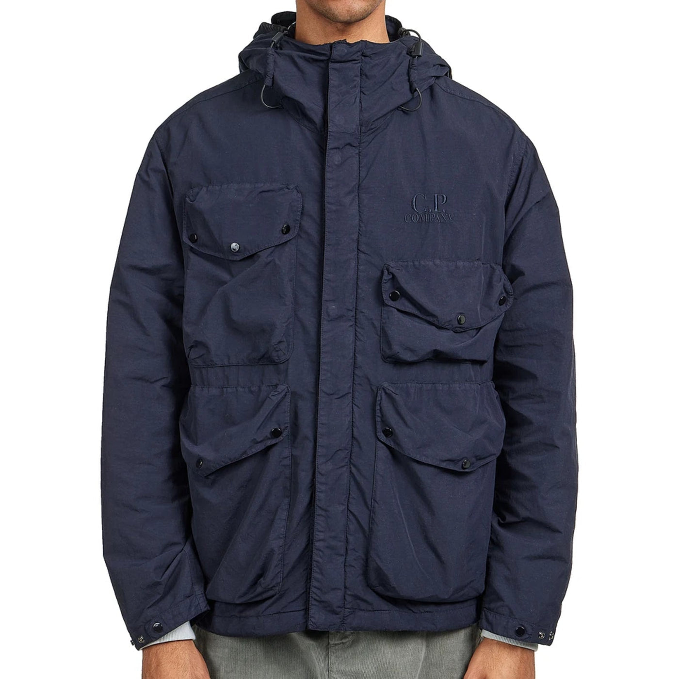 Cp Company Flatt Nylon Goggle Jacket In Navy