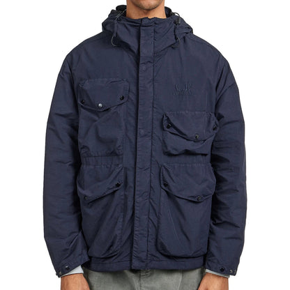 Cp Company Flatt Nylon Goggle Jacket In Navy