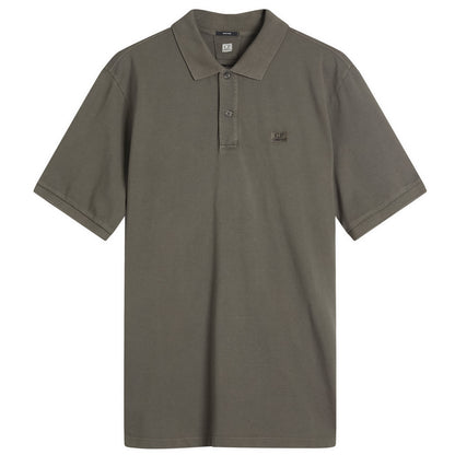 Cp Company 180A Resist Dyed Polo Shirt In Smoked Pearl