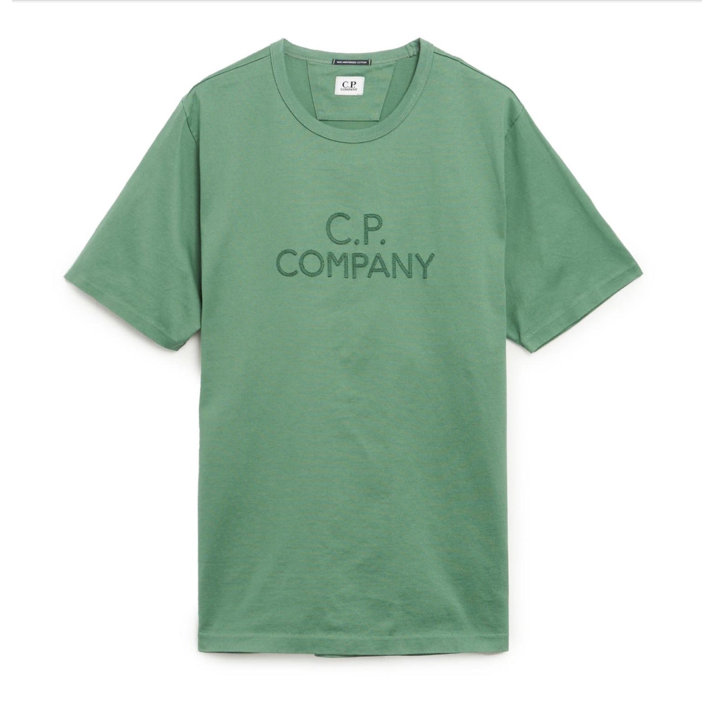Cp Company 148A Twisted Jersey Mercerized Cotton Embroidered Logo T-Shirt In Green Bay