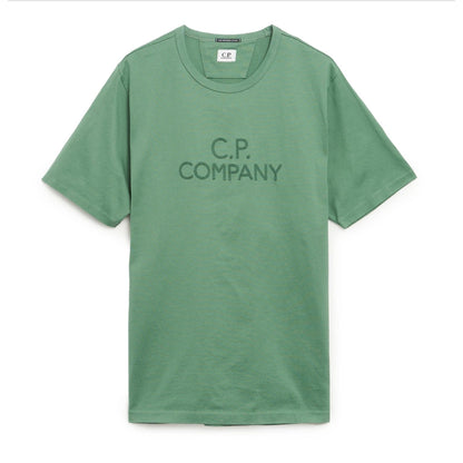 Cp Company 148A Twisted Jersey Mercerized Cotton Embroidered Logo T-Shirt In Green Bay