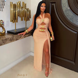 Load image into Gallery viewer, Jade glam maxi dress (Peach/gold)