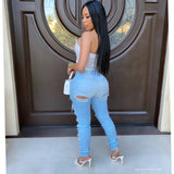 Load image into Gallery viewer, Posh ripped jeans (Light wash)