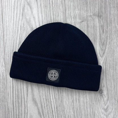 Stone Island Wool Beanie - Navy