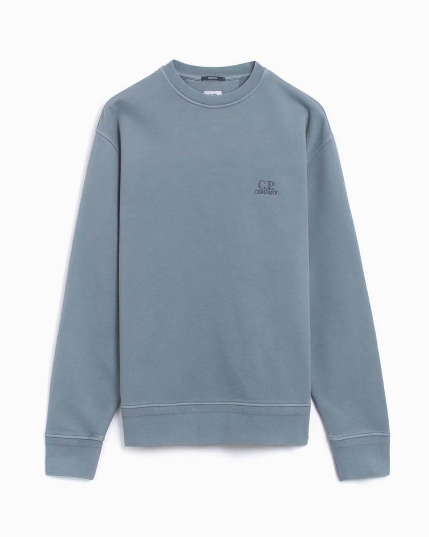 Cp Company Brushed Emerised Resist Dyed Embroidered Logo Sweatshirt In Flint Stone