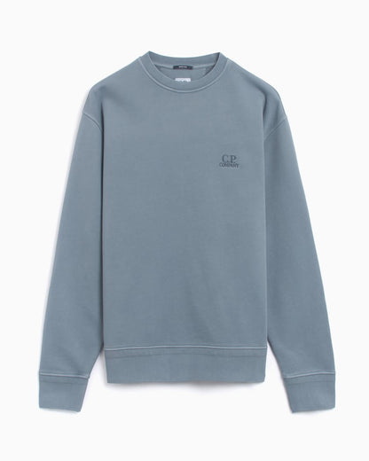 Cp Company Brushed Emerised Resist Dyed Embroidered Logo Sweatshirt In Flint Stone