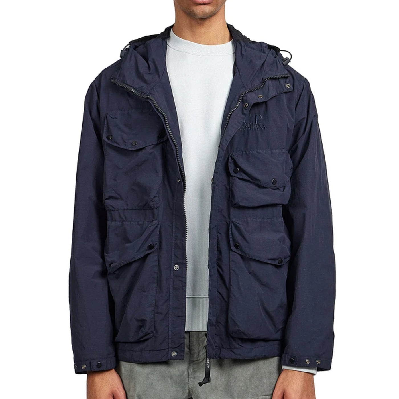 Cp Company Flatt Nylon Goggle Jacket In Navy