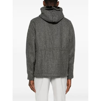 Cp Company Shetland Twill Hooded Goggle Jacket In Grey M97