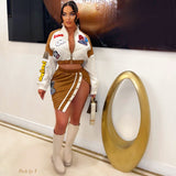 Load image into Gallery viewer, Slade jacket skirt set (Brown/nude)