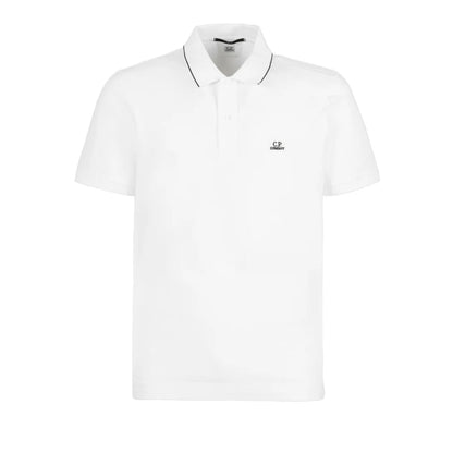 Cp Company 052A Stretch Piquet Slim Fit Polo Shirt in White