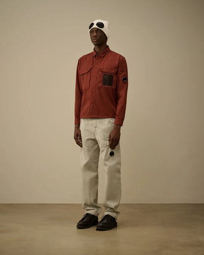 Cp Comapny 142A Organic Cotton Gabardine Overshirt With Certilogo Sable