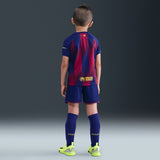 Load image into Gallery viewer, Nike FC Barcelona 2025/26 Stadium Home Little Kids' Soccer Replica 3-Piece Kit